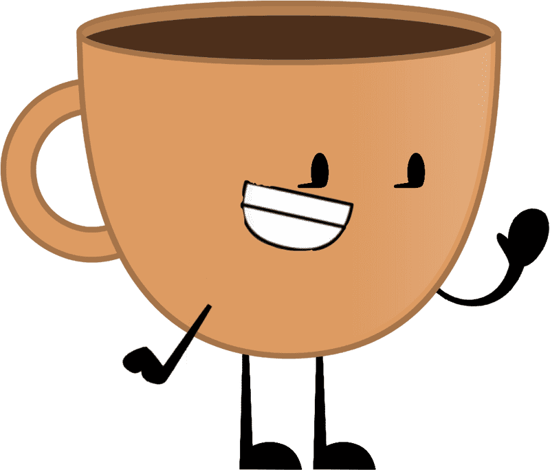Cheerful Coffee Cup Character with a Smile PNG