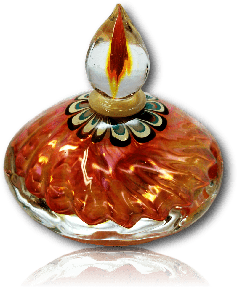 Elegant Vintage Perfume Bottle with Floral Design PNG