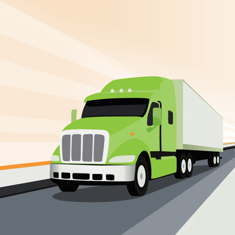 Vibrant Green Delivery Truck on the Move PNG