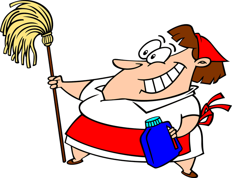 Joyful Cleaning Buddy with Clean Tool PNG