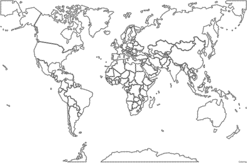 Stylized World Map Outline in Minimalistic Design PNG