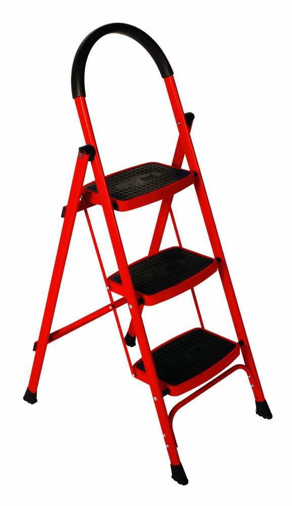 Vibrant Red Step Ladder for Easy Access PNG