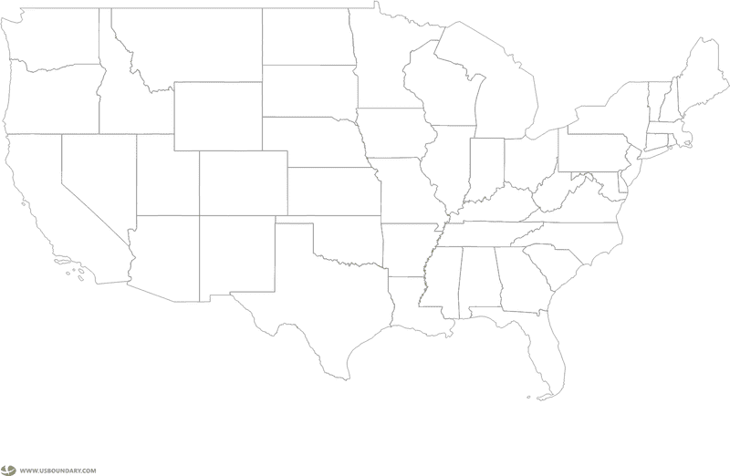 Outline of the USA Map with States PNG