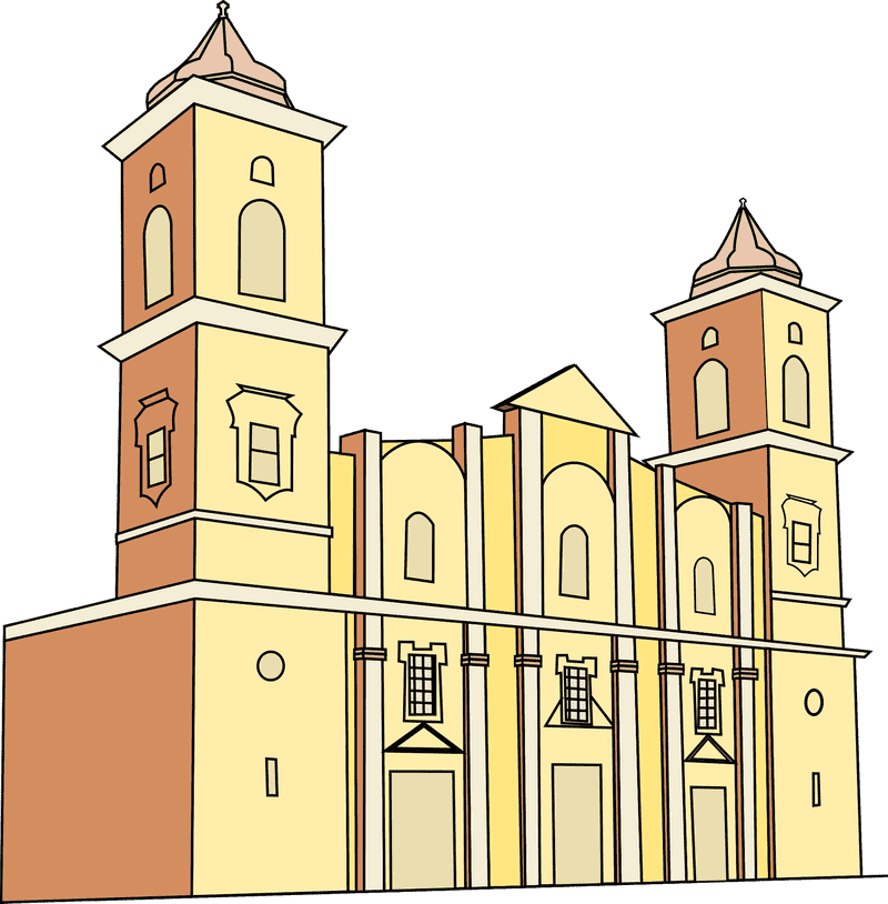 Sunset Serenity Cathedral Design PNG