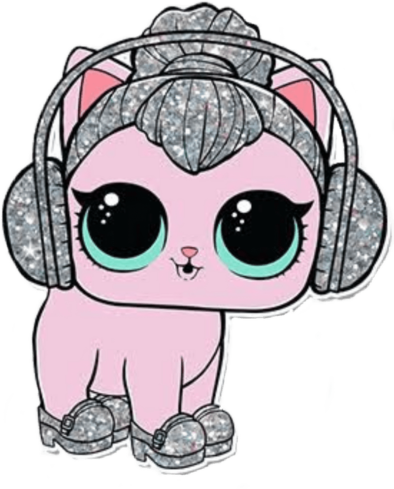 LOL Surprise Glittery Cat with Headphones PNG