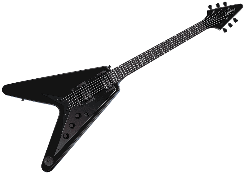 Futuristic Black Electric Guitar Design PNG