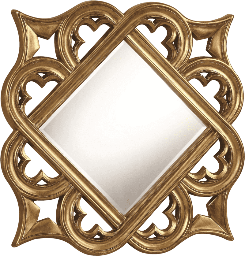 Elegant Diamond-Shaped Mirror Frame Design PNG