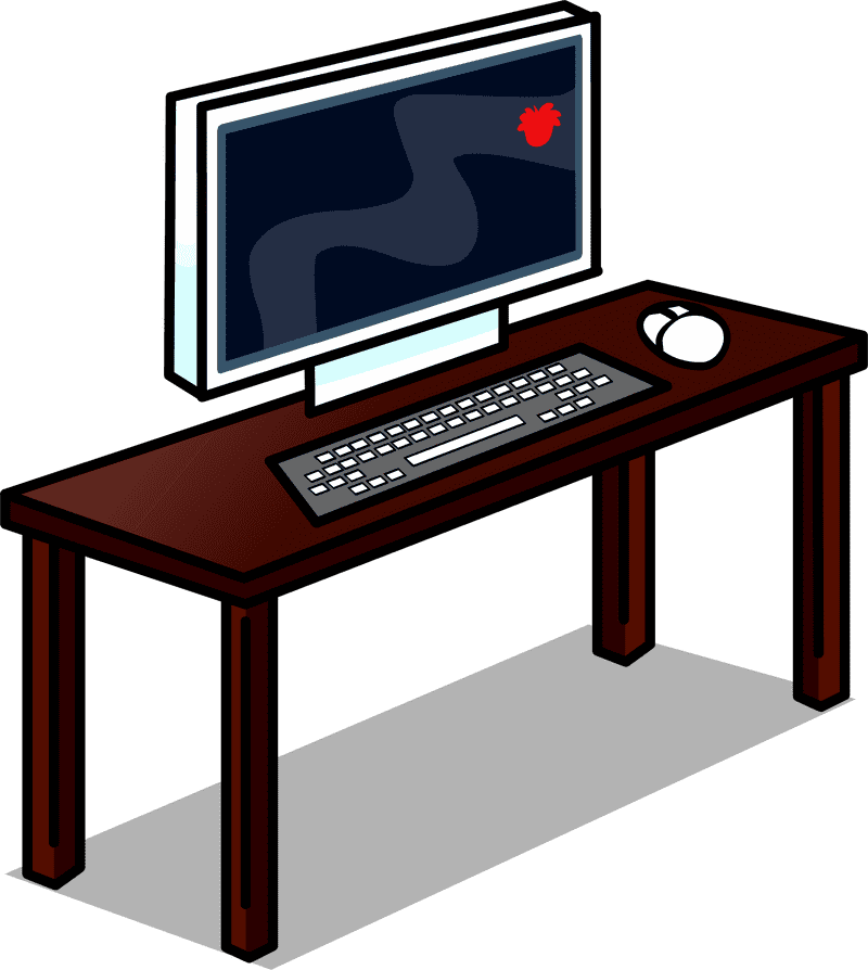 Stylish Computer Part Setup on a Wooden Desk PNG