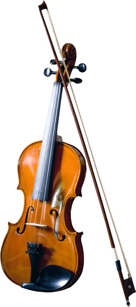 Elegant Violin with Bow in Harmony PNG