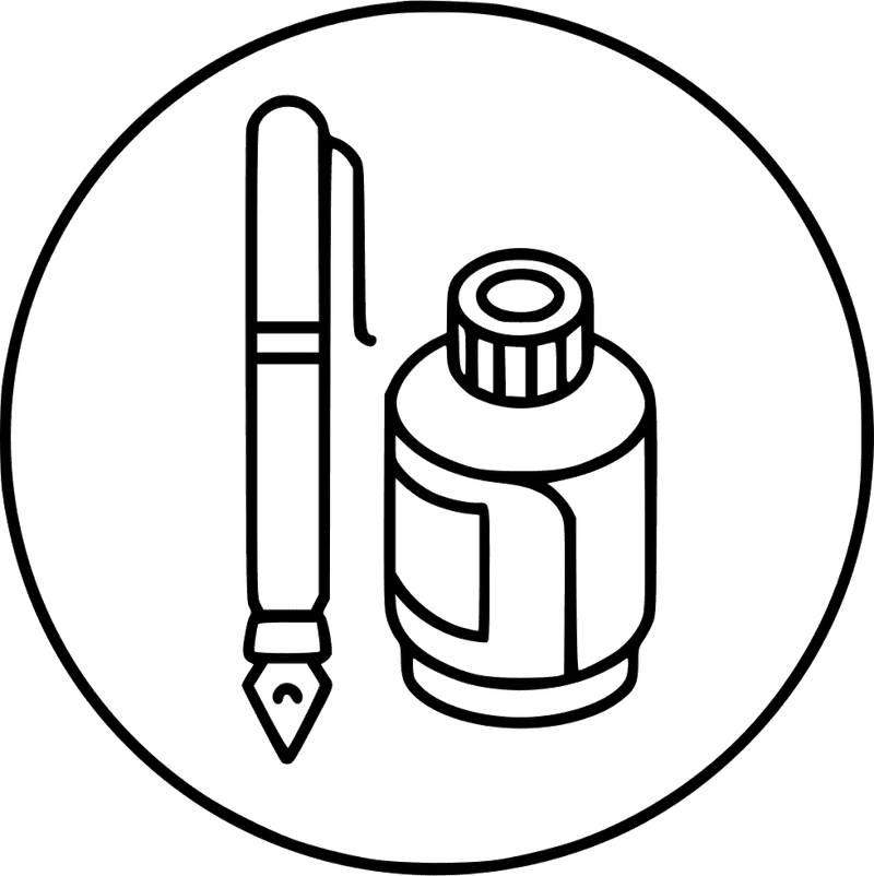 Classic Ink Bottle and Fountain Pen Design PNG