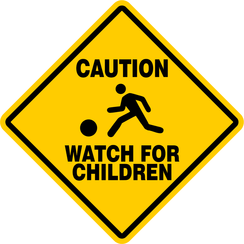 Caution Road Sign Watch for Children Safety Warning PNG