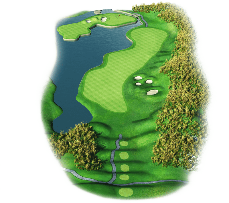 Scenic Golf Course Oasis with Water Features PNG
