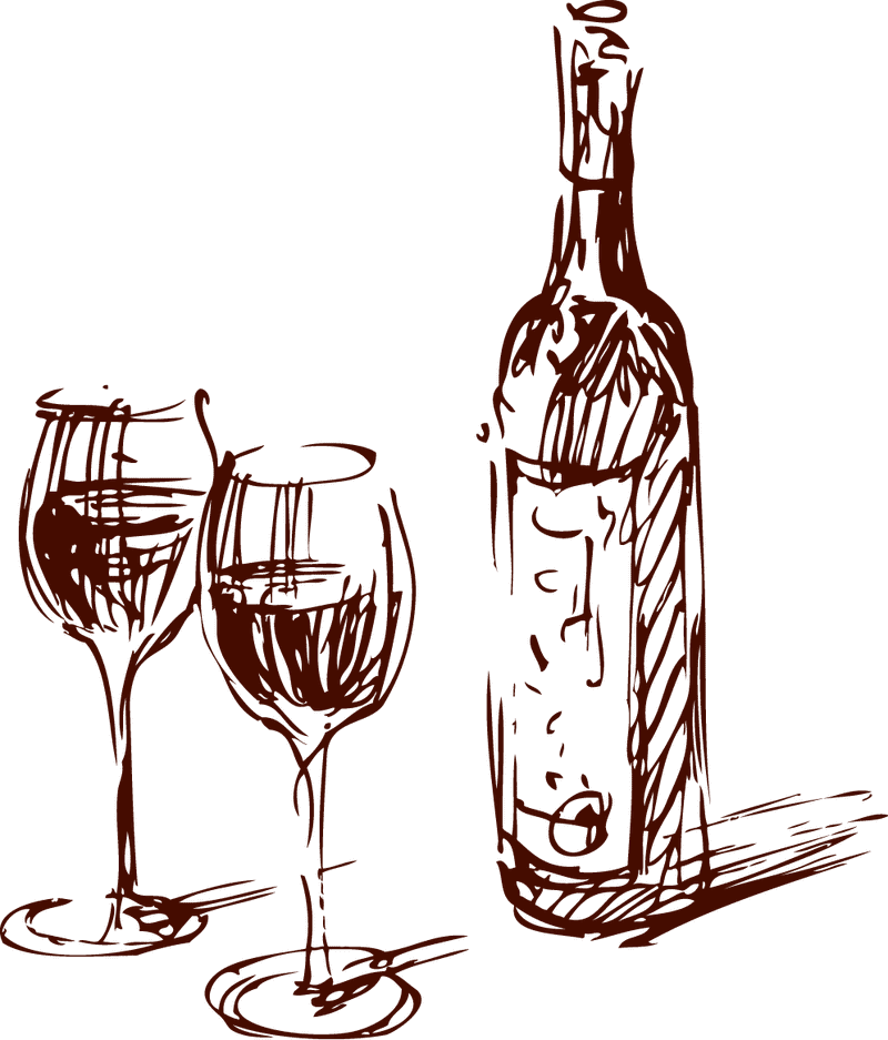 Elegant Wine Bottle with Glasses Ready to Toast PNG