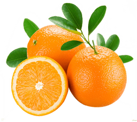 Vibrant Orange Fruit Delight with Fresh Leaves PNG