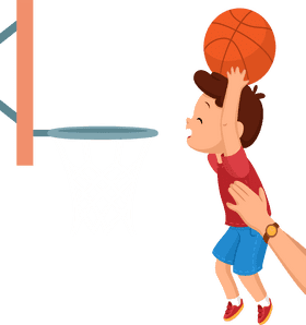 Young Player's Joyful Basketball Dunk PNG