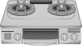 Modern Gas Stove with Dual Burners PNG