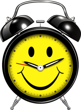 Cheerful Alarm Clock with a Smiley Face PNG