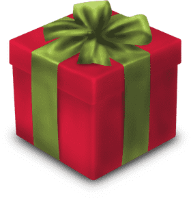 Festive Red Gift Box with Green Ribbon PNG