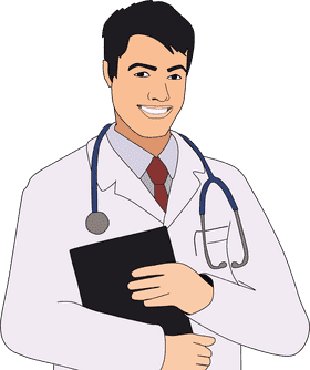 Caring Doctor with a Clipboard and Stethoscope PNG