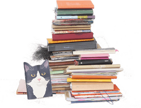 Colorful Cat-Themed Notebook Collection PNG