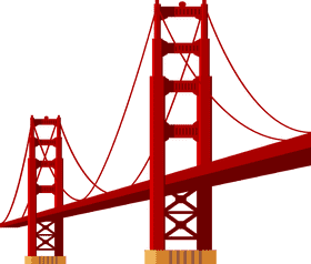 Majestic Red Suspension Bridge Over Water PNG