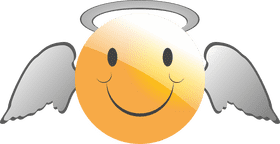 Heavenly Smiling Emoticon with Wings PNG