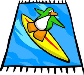 Surfing Penguin at the Beach Adventure PNG