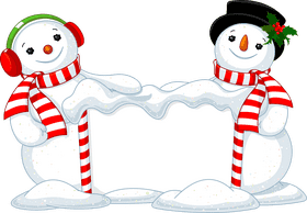 Joyful Snow Friends with a Festive Message PNG