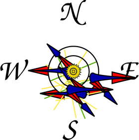 Vibrant Compass Rose of Directional Navigation PNG