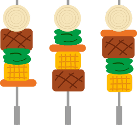 Colorful Kebab Skewers Delight PNG