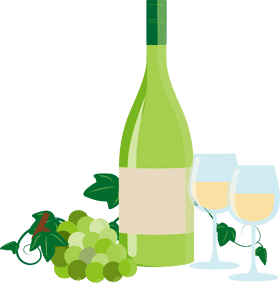 Elegant White Wine Bottle and Glasses Display PNG