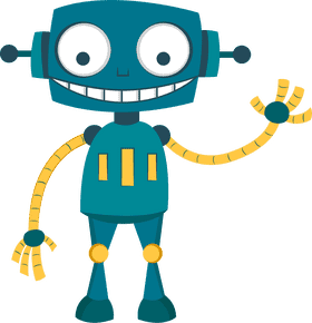 Cheerful Robot with Waving Arms PNG