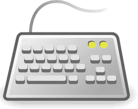 Sleek Silver Keyboard with Bright Yellow Keys PNG