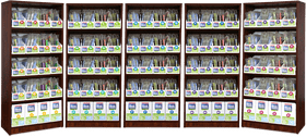 Vibrant Library Shelf of Organized Knowledge PNG