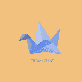 Elegant Blue Origami Crane in the Sky PNG