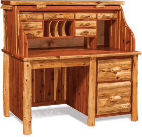Rustic Wood Office Desk with Storage Drawers PNG
