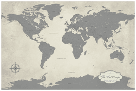 Vintage World Map of Global Exploration and Discovery PNG
