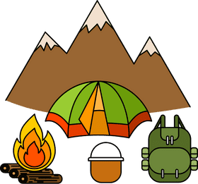 Outdoor Adventure Camping Essentials in Nature PNG