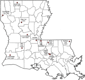 Map of Louisiana Prison Facilities and Locations PNG