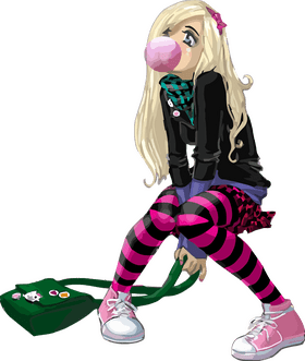 Emo Chic Bubblegum and Stripes Vibe PNG