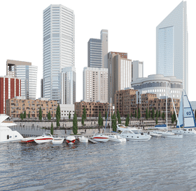 Modern City Pier Harbor View PNG