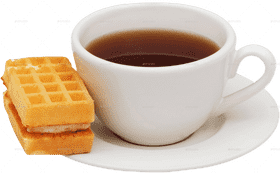 Delightful Coffee Cup with Waffle Treat PNG