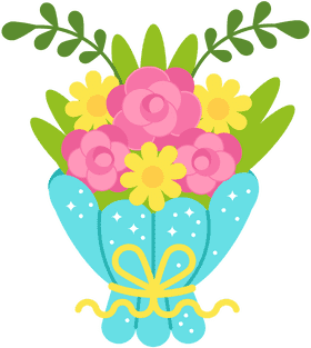 Charming Bouquet of Colorful Flowers PNG