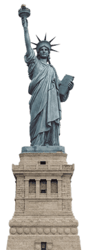 Majestic Marble Statue of Liberty Holding Torch PNG