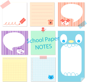 Creative Sticky Note Designs for School Paper PNG