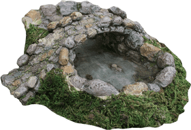 Whimsical Garden Gnome Bridge and Pond PNG