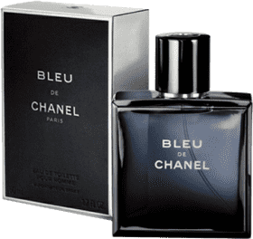 Elegant Bleu de Chanel Perfume Bottle Design PNG