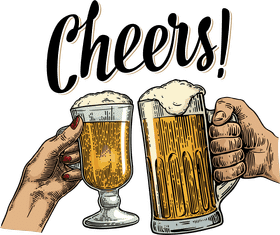 Cheers with Beer Glasses in Hand PNG