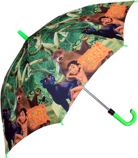 Colorful Beach Umbrella with Jungle Book Theme PNG
