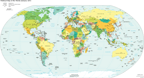 Detailed World Map with Country Names and Borders PNG